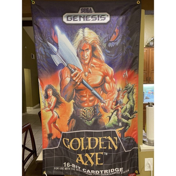 Golden Axe 5ft Flag Sega Genesis 1989 Black Label Banner Poster